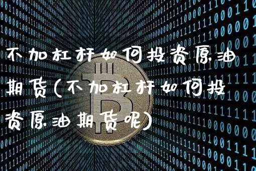 不加杠杆如何投资原油期货(不加杠杆如何投资原油期货呢)_https://www.tuogunzhijia.com_内盘期货_第1张